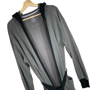 Jambys Unisex‎ Lightweight Hooded Soffle Waffle Robe in Gray and Black Size XS/S